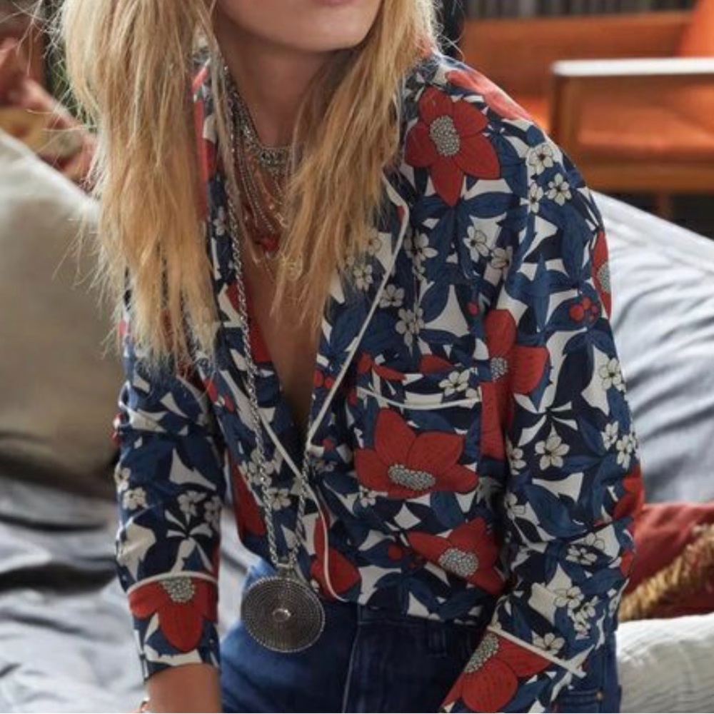 floral Elisa blouse from sezane! 100% silk, size eu42 / us L
